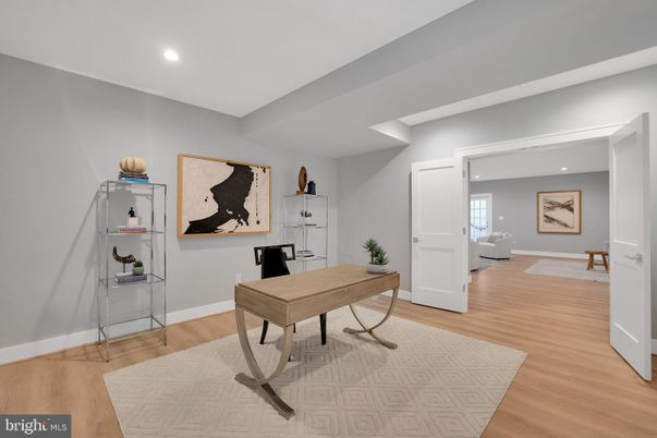 Home Office, Interior, Recessed Lighting, Wood Texture Flooring