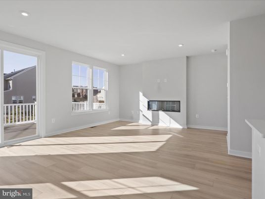 Empty room, Fireplace, Interior, Recessed Lighting, Wood Texture Flooring