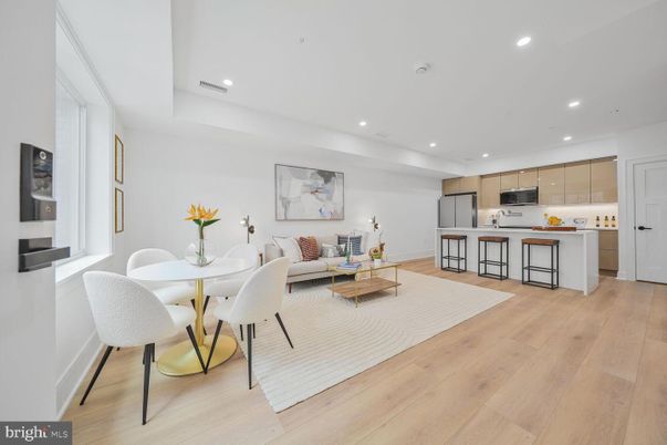Dining room, Interior, Kitchen, Living room, Recessed Lighting, Wood Texture Flooring
