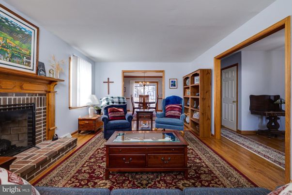 Dining room, Fireplace, Interior, Living room, Pendant Lights, Wood Texture Flooring