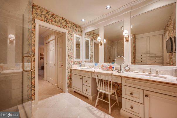 Bathroom, Dual Sink Vanities, Glass Shower, Interior, Recessed Lighting