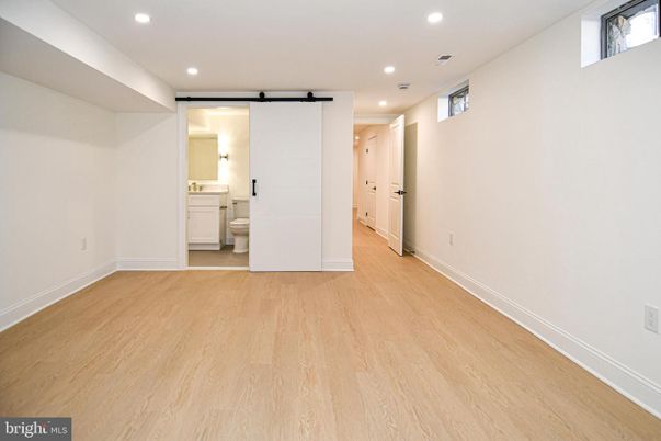 Bathroom, Interior, Recessed Lighting, Wood Texture Flooring