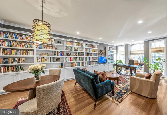 Home Office, Interior, Pendant Lights, Recessed Lighting, Wood Texture Flooring