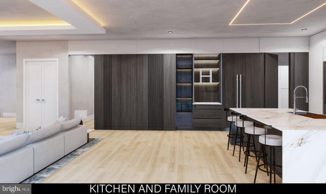 Interior, Kitchen, Recessed Lighting, Wood Texture Flooring