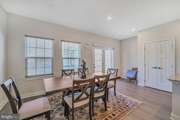 Dining room, Interior, Recessed Lighting, Wood Texture Flooring