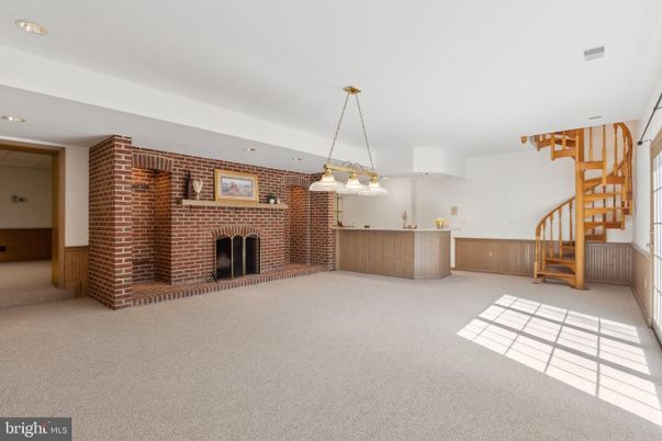 Fireplace, Interior, Pendant Lights, Recessed Lighting, Stone Walls