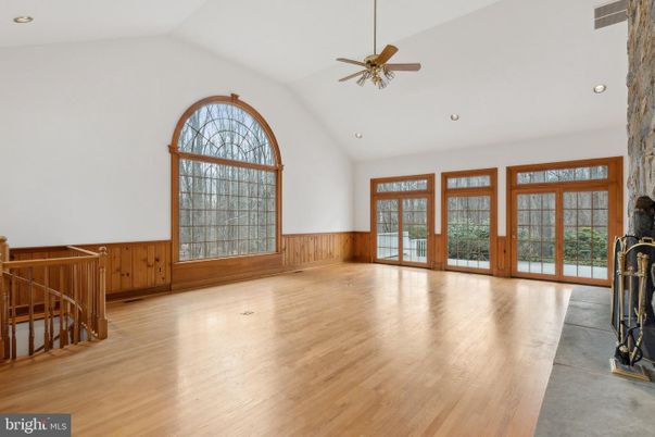 Empty room, Fireplace, Interior, Recessed Lighting, Wood Texture Flooring
