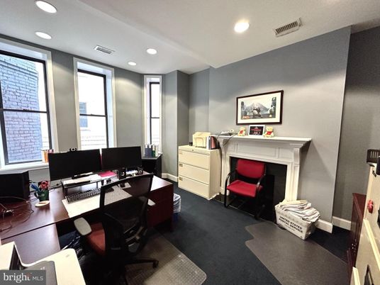 Fireplace, Home Office, Interior, Recessed Lighting