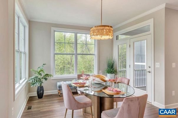 Chandelier, Dining room, Interior, Wood Texture Flooring