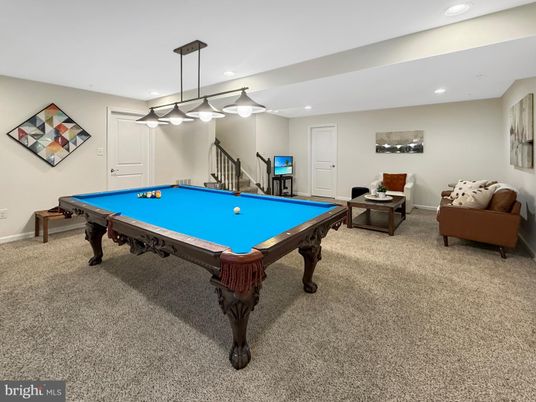 Billiard Table, Game Room, Interior, Pendant Lights, Recessed Lighting