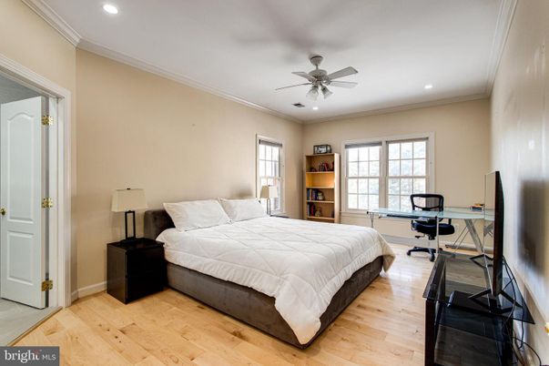 Bedroom, Home Office, Interior, Recessed Lighting, Wood Texture Flooring
