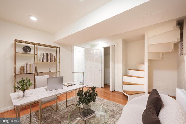 Home Office, Interior, Recessed Lighting, Wood Texture Flooring