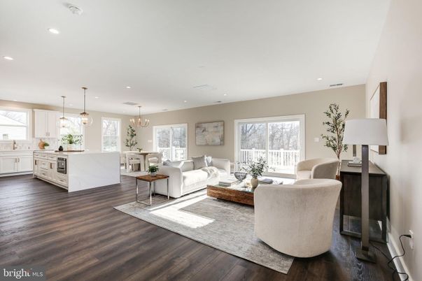 Chandelier, Dining room, Interior, Kitchen, Living room, Pendant Lights, Recessed Lighting, Wood Texture Flooring