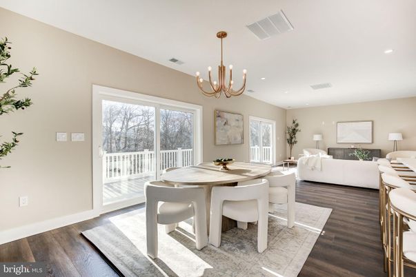 Chandelier, Dining room, Interior, Living room, Pendant Lights, Recessed Lighting, Wood Texture Flooring