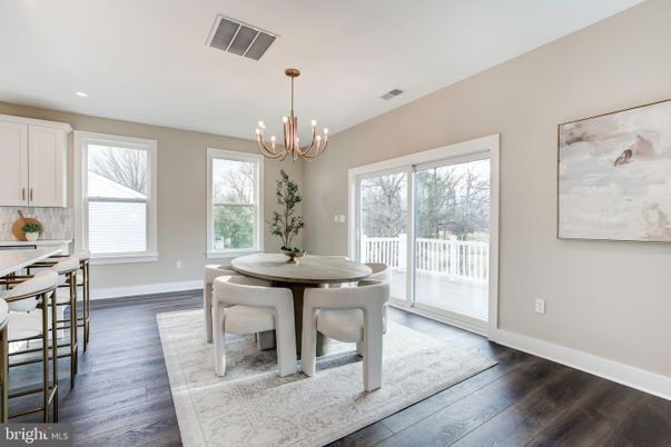 Chandelier, Dining room, Interior, Recessed Lighting, Wood Texture Flooring