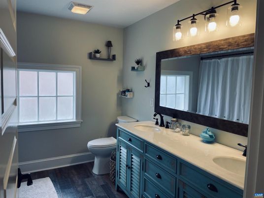 Bathroom, Dual Sink Vanities, Interior, Wood Texture Flooring