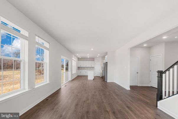 Empty room, Interior, Kitchen, Recessed Lighting, Wood Texture Flooring