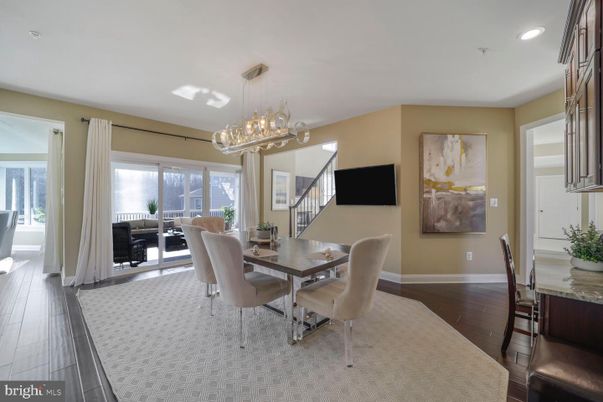 Dining room, Interior, Living room, Pendant Lights, Recessed Lighting, Wood Texture Flooring
