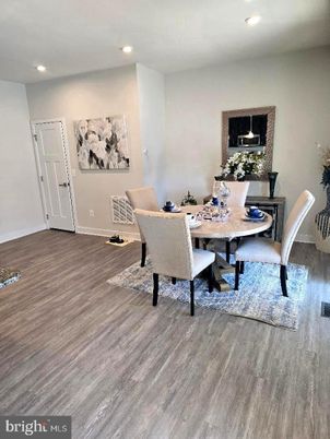 Dining room, Interior, Recessed Lighting, Wood Texture Flooring