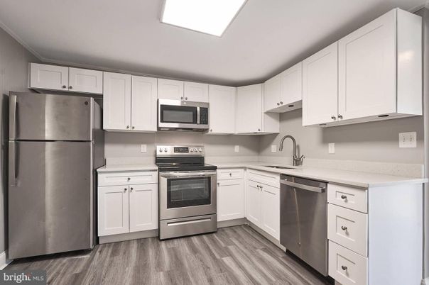 Interior, Kitchen, Stainless Steel Appliances, Wood Texture Flooring
