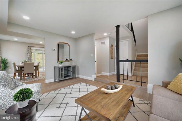 Dining room, Interior, Recessed Lighting, Wood Texture Flooring