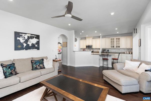 Interior, Kitchen, Living room, Recessed Lighting, Wood Texture Flooring