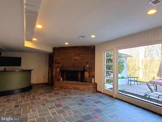 Fireplace, Interior, Recessed Lighting, Wooden Walls