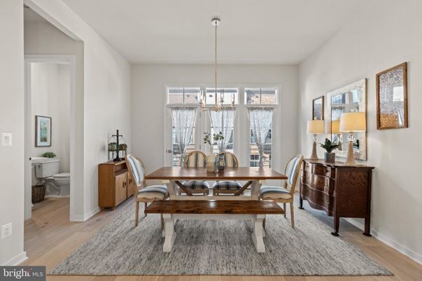 Bathroom, Dining room, Interior, Pendant Lights, Wood Texture Flooring