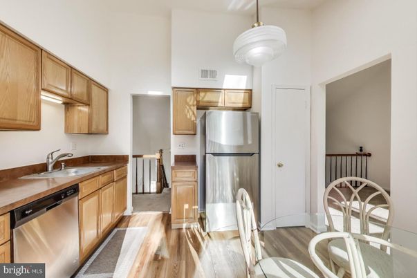 Interior, Kitchen, Pendant Lights, Stainless Steel Appliances, Wood Texture Flooring