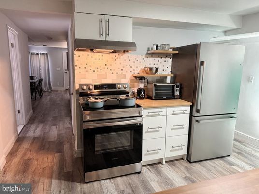 Interior, Kitchen, Stainless Steel Appliances, Wood Texture Flooring