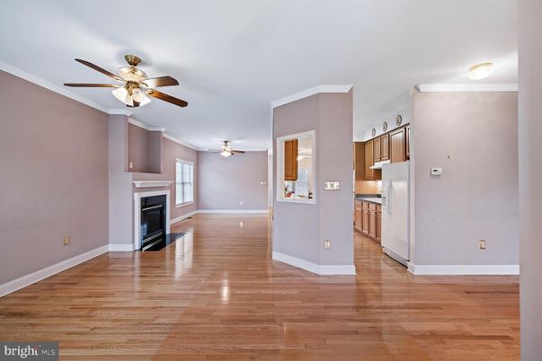 Empty room, Fireplace, Interior, Kitchen, Wood Texture Flooring