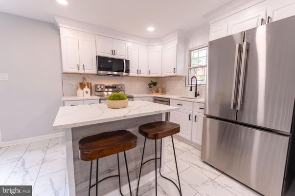 Interior, Kitchen, Marble, Recessed Lighting, Stainless Steel Appliances