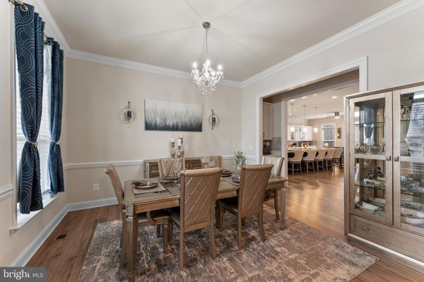 Chandelier, Dining room, Interior, Pendant Lights, Wood Texture Flooring