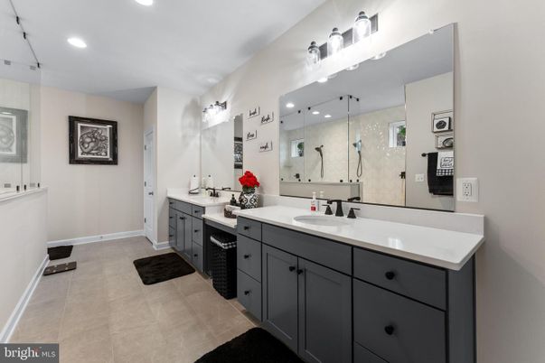 Bathroom, Dual Sink Vanities, Glass Shower, Interior, Recessed Lighting