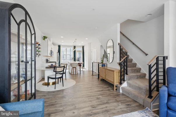 Dining room, Interior, Pendant Lights, Recessed Lighting, Wood Texture Flooring
