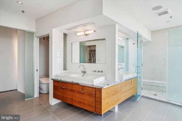 Bathroom, Dual Sink Vanities, Glass Shower, Interior, Recessed Lighting