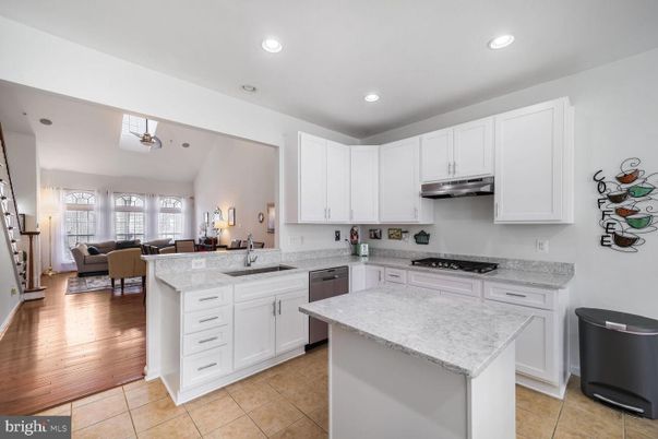 Interior, Kitchen, Living room, Recessed Lighting, Stainless Steel Appliances, Wood Texture Flooring