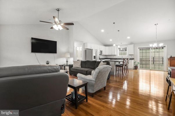 Dining room, Interior, Kitchen, Living room, Pendant Lights, Recessed Lighting, Stainless Steel Appliances, Wood Texture Flooring