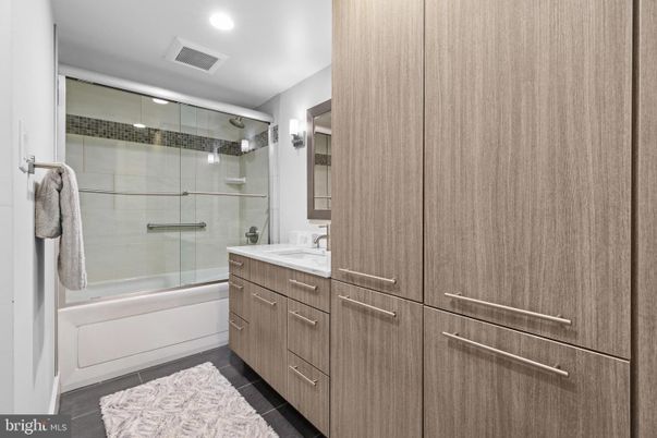 Bathroom, Dual Sink Vanities, Glass Shower, Interior, Recessed Lighting