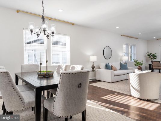 Chandelier, Dining room, Interior, Living room, Recessed Lighting, Wood Texture Flooring