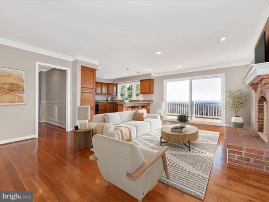 Fireplace, Interior, Kitchen, Living room, Recessed Lighting, Wood Texture Flooring