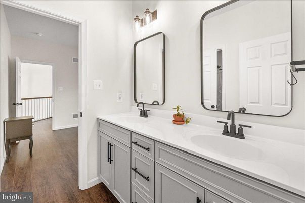 Bathroom, Dual Sink Vanities, Interior, Wood Texture Flooring