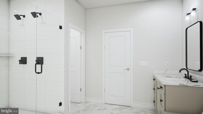 Bathroom, Glass Shower, Interior, Marble