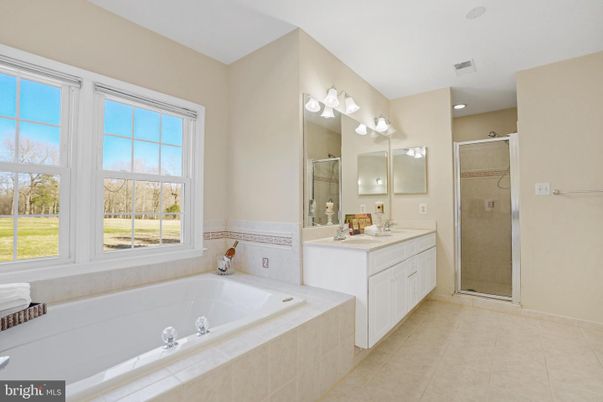 Bathroom, Dual Sink Vanities, Glass Shower, Interior, Recessed Lighting