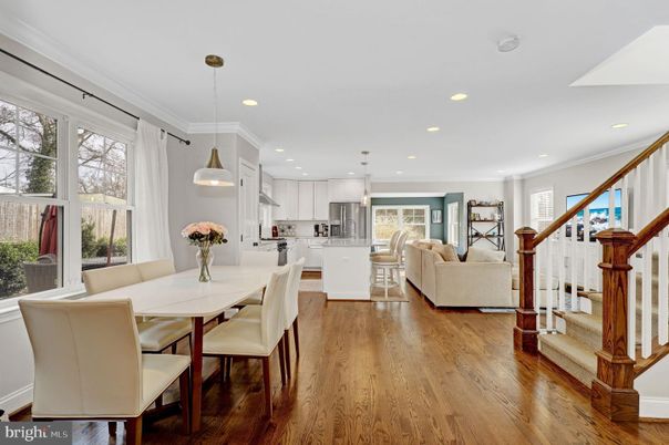 Dining room, Interior, Kitchen, Living room, Pendant Lights, Recessed Lighting, Wood Texture Flooring