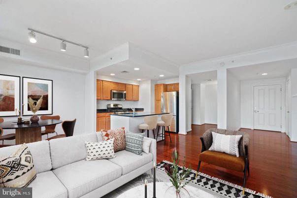 Dining room, Interior, Kitchen, Living room, Recessed Lighting, Stainless Steel Appliances, Wood Texture Flooring