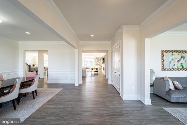 Dining room, Interior, Recessed Lighting, Wood Texture Flooring