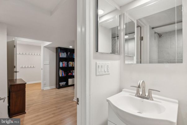 Bathroom, Interior, Recessed Lighting, Wood Texture Flooring