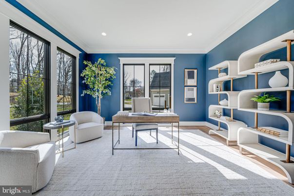 Home Office, Interior, Recessed Lighting, Wood Texture Flooring