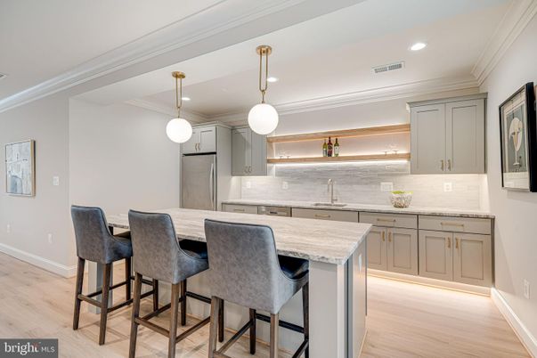 Interior, Kitchen, Pendant Lights, Recessed Lighting, Wood Texture Flooring